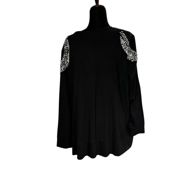 Melissa McCarthy Black rhinestone Shoulder Sweatshirt with pockets NWT - Picture 5 of 11